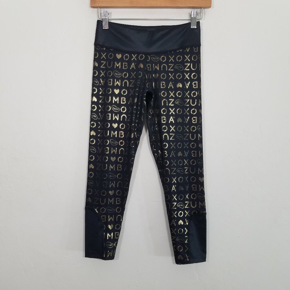 Zumba Fitness Crop Legging Black/Gold Size XS - Picture 2 of 6